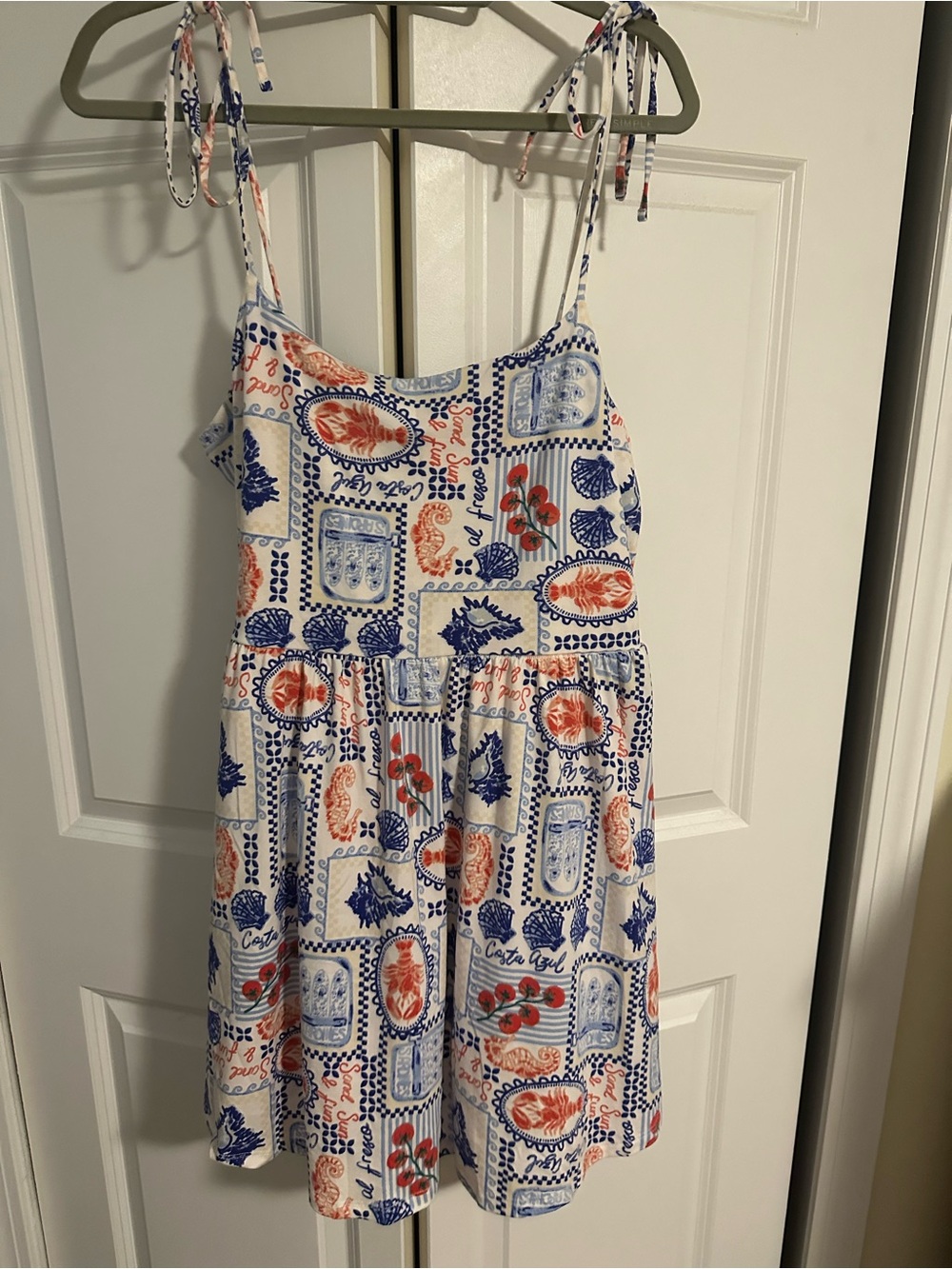Wallflower White Sundress with Blue and Coral Print